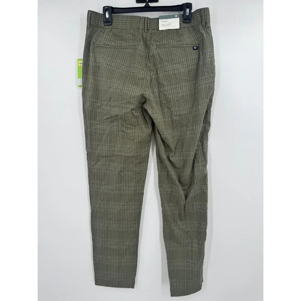Houston White Mens Plaid Straight Suit Pants Olive Green Trousers Medium